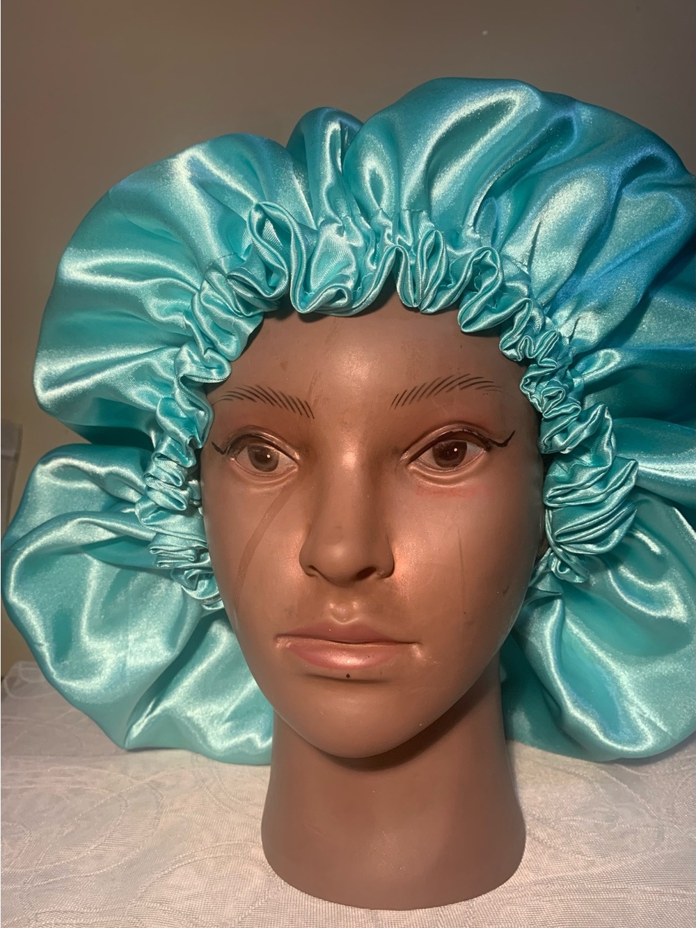 Satin Bonnet - Aqua Blue